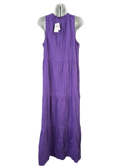 J.Jill Women's Purple Beach Plum Button Up Tiered Maxi Dress - M image 2