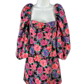 Zara Women's Multicolor Floral Square Neck Puff Sleeve Mini Dress - S