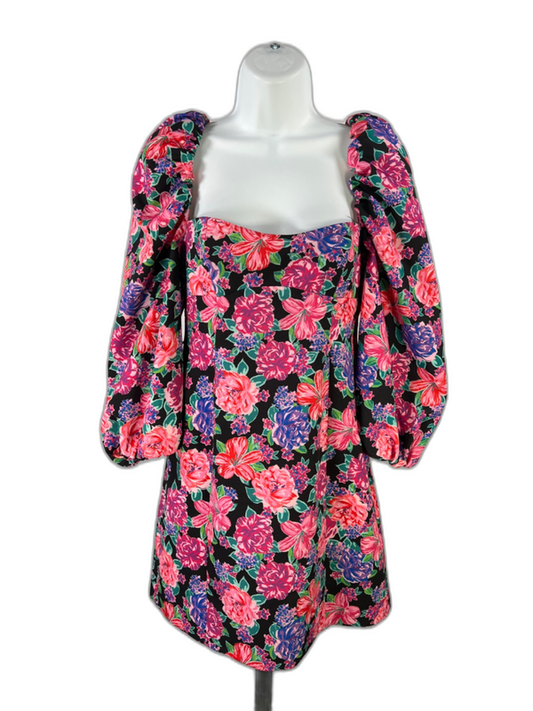Zara Women's Multicolor Floral Square Neck Puff Sleeve Mini Dress - S