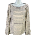 White House Black Market Women's Gray Striped Long Bell Sleeve Sweater - L