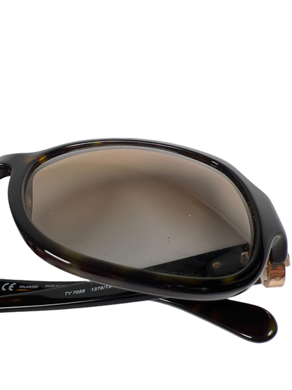 Tory Burch Women's Black Tortoise Frame Gold Logo Sunglasses W/ Case image 8
