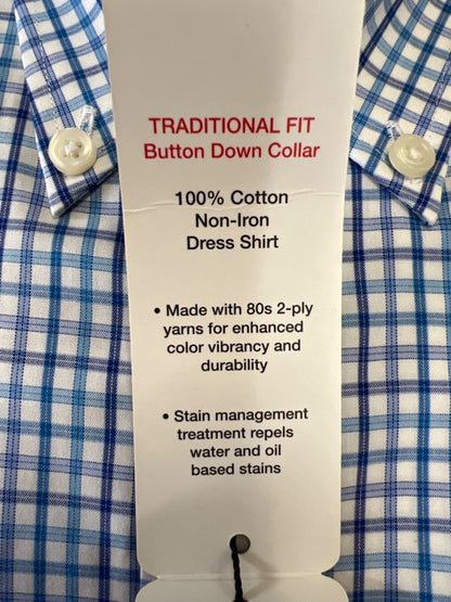 Kirkland Signature Men's Blue Traditional Fit Long Sleeve Button Up Shirt - 15.5 image 4