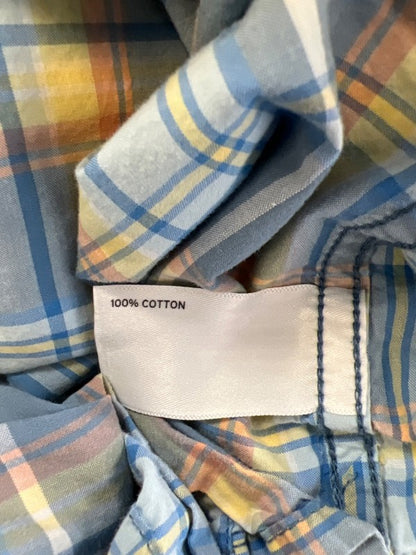 Duluth Trading Men's Blue Plaid Relaxed Short Sleeve Button Up Shirt - 2XL Tall image 4