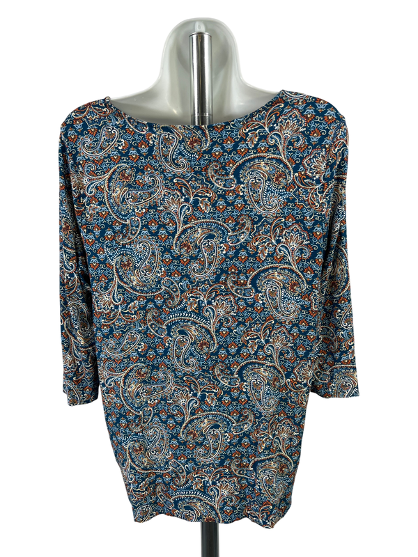 J.Jill Wearever Collection Women's Blue 3/4 Sleeve Knotted Side Shirt - S image 2