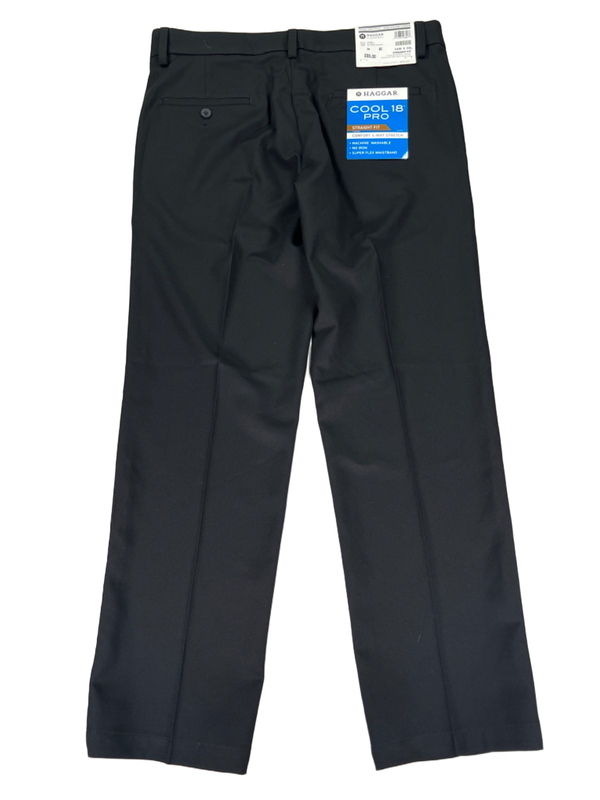 Haggar Men's Black Straight Fit Cool 18 Pro Flex Dress Pants - 34x29 image 2