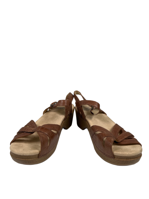 Dansko Women's Browm Leather Season Adjustable Slingback Wedge Sandals - 38/US 8 image 6