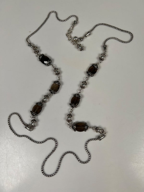 Brighton Night Mist Smoky Quartz Silver Plated  21" Necklace W/ Tin Box image 2