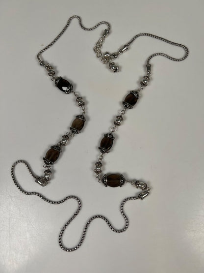 Brighton Night Mist Smoky Quartz Silver Plated  21" Necklace W/ Tin Box image 2
