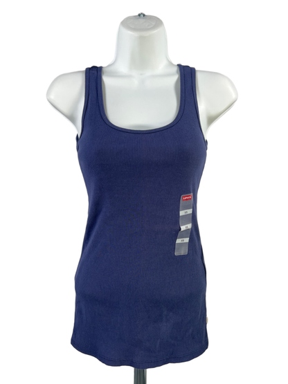 Levi's Women's Blue Ribbed Sleeveless Basic Tank Top - XS