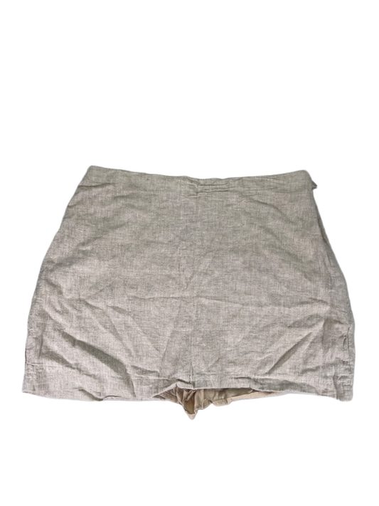 Abercrombie & Fitch Women's Beige Linen Blend High Rise Lined Mini Skort - M