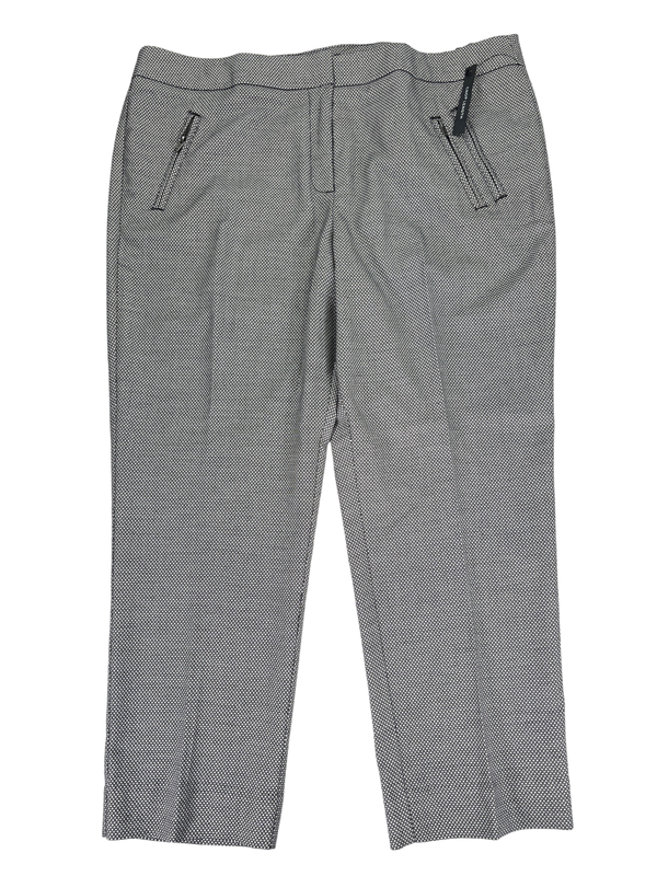 Worthington Women's Black/White Geometric Slim Fit Cropped Dress Pants - 16