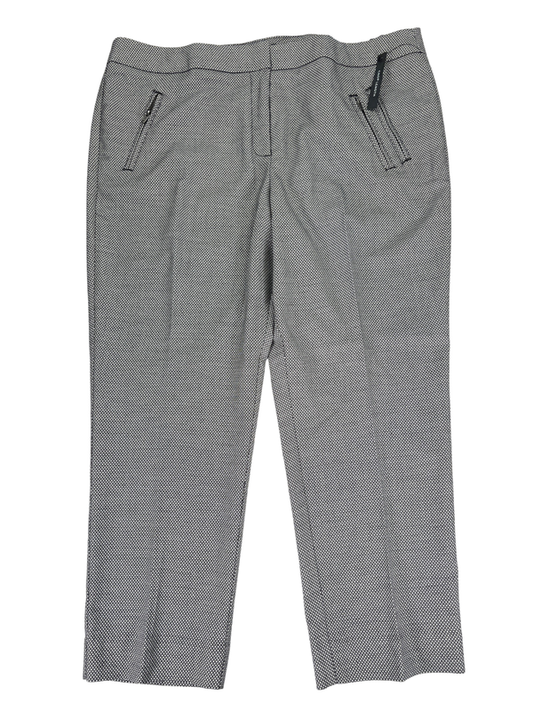 Worthington Women's Black/White Geometric Slim Fit Cropped Dress Pants - 16