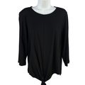 J.Jill Women's Black 3/4 Sleeve Tie Front T-Shirt - L