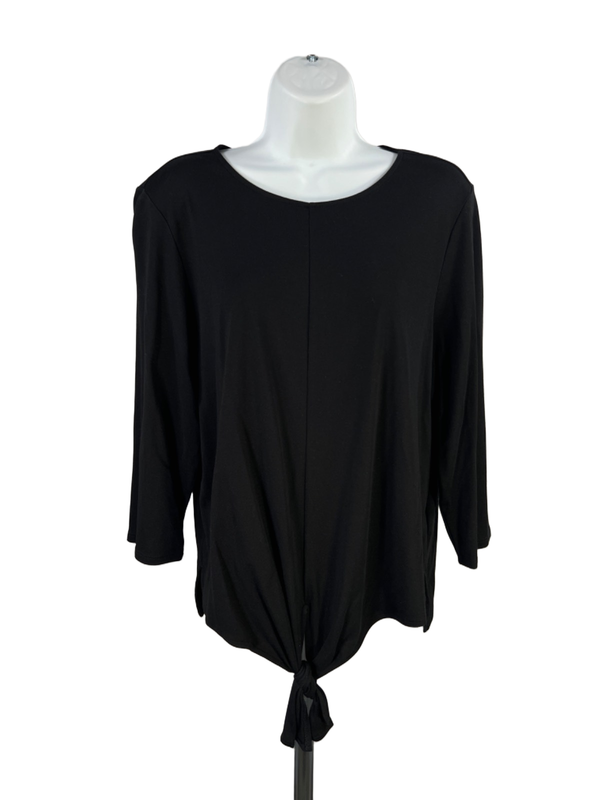 J.Jill Women's Black 3/4 Sleeve Tie Front T-Shirt - L