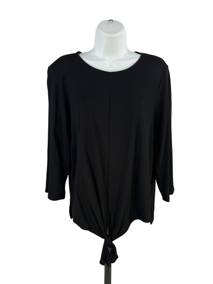 J.Jill Women's Black 3/4 Sleeve Tie Front T-Shirt - L