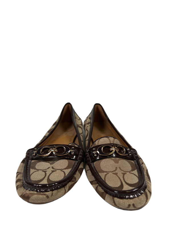 Coach Women's Brown Fortunata Patent Leather Logo Slip On Loafers - 38.5/US 8.5 image 2