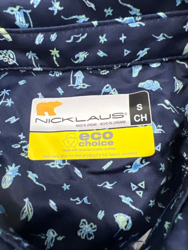 Nicklaus Men's Blue Short Sleeve Tropical Golf Polo Shirt - S image 3