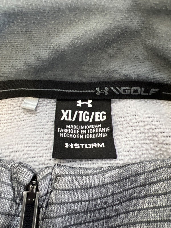 Under Armour Men's Gray Striped Quarter Zip Pullover Sweateshirt - XL image 3