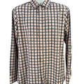 Mizzen + Main Men's Pink/Blue Checkered Trim Fit Button Up Shirt - M