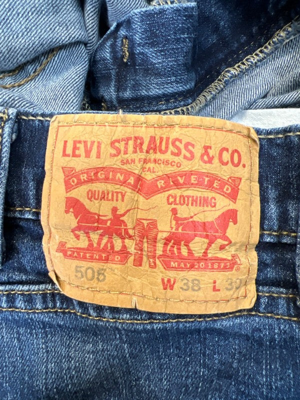 Levi's Men's Medium Wash 505 Regular Fit Denim Jeans - 38x30 image 3