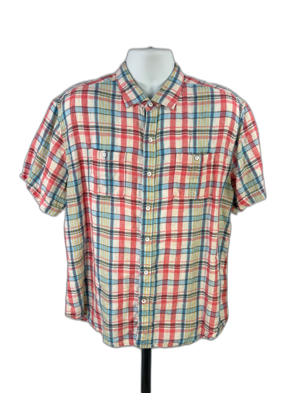 Tommy Bahama Men's Multicolor Relax Plaid Linen Blend Button Up Shirt - XL