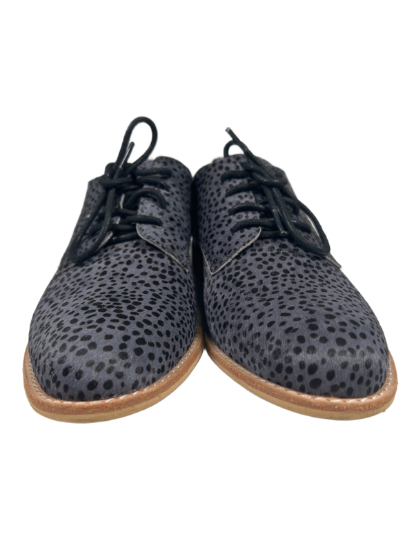 All Black Women's Gray Spotted Sleek Fur Ox Lace Up Oxford Shoes - 37.5/US 7 image 3