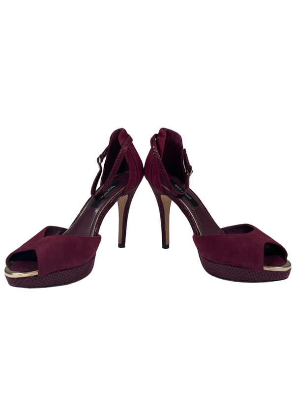White House Black Market Women's Purple Suede Peep Toe Stietto Heels - 7.5 image 6