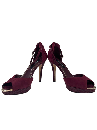 White House Black Market Women's Purple Suede Peep Toe Stietto Heels - 7.5 image 6