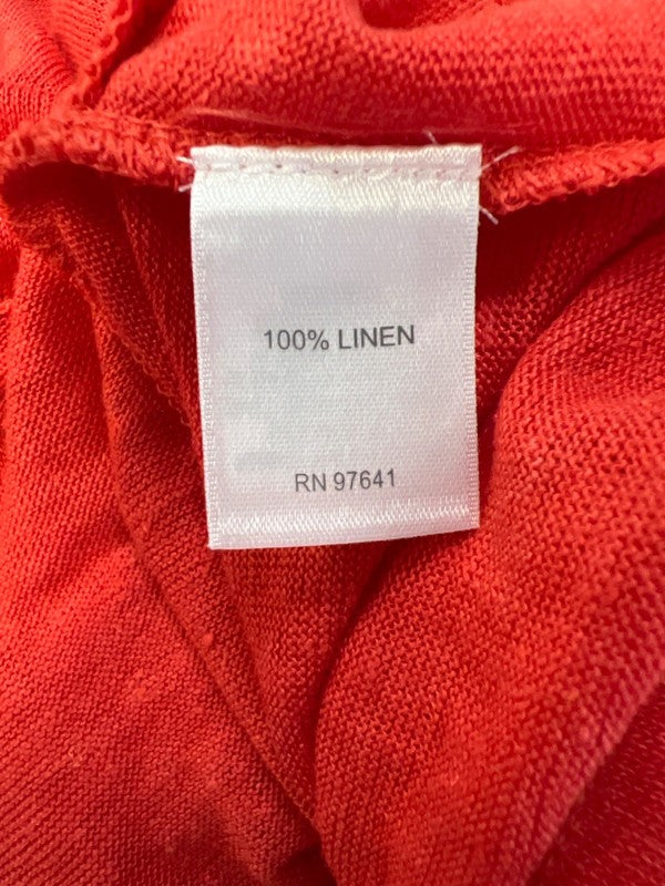 J.Jill Women's Red Short Sleeve Love Linen Side Tie T-Shirt - M image 4