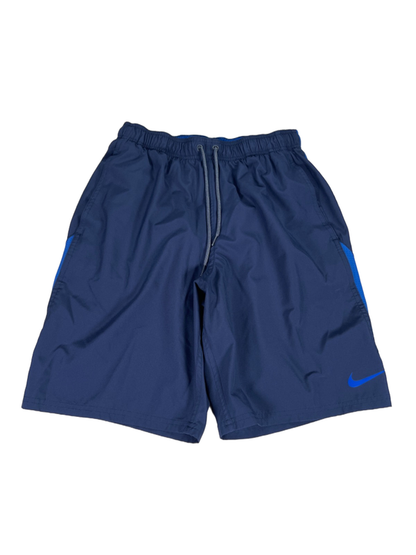 Nike Men's Blue Logo Vented Lined Athletic Swim Shorts - M
