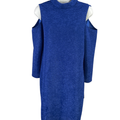 Tiana B Women's Blue Metallic Textured Cold Shoulder Long Sleeve Midi Dress - 10