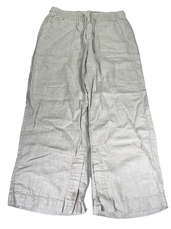 Athleta Women's Beige High Rise Linen Retreat Wide Leg Pants - L
