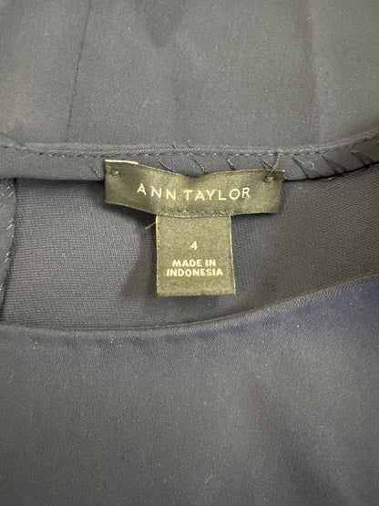 Ann Taylor Women’s Navy Blue Long Sheer Sleeve Short Shift Dress - 4 image 3