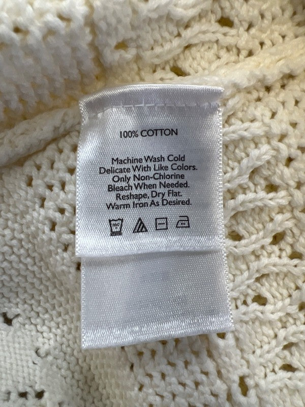 Eddie Bauer Women's White/Ivory Open Knit Button Up Cardigan Sweater - M image 4