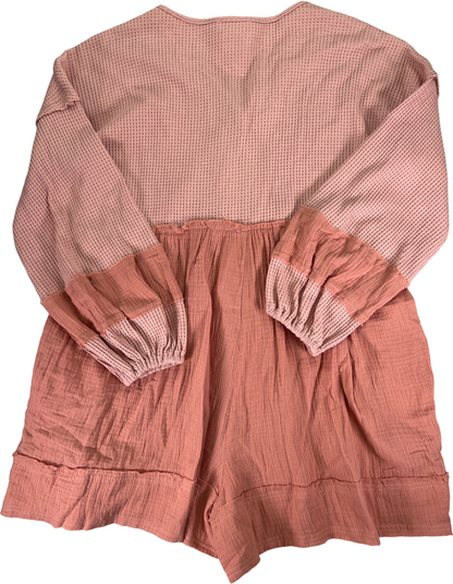 Fantastic Fawn Women’s Pink Waffle Knit Tunic Sweater - M image 2