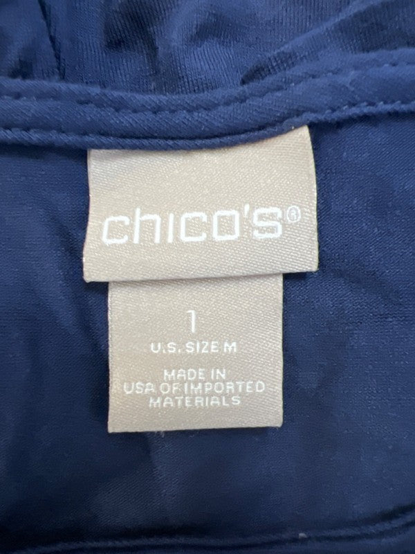 Chico's Women's Navy Blue Scoop Neck Tie Front 3/4 Sleeve Shirt - 1/US M image 3