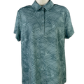 Puma Women's Blue Fern Print Short Sleeve Athletic Golf Polo - L