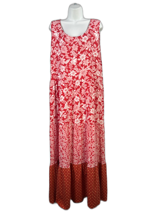 Lands End Women's Red Floral Sleeveless Maxi Dress - Plus 1X