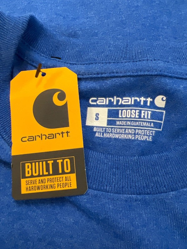 Carhartt Men's Blue Loose Fit Heavyweight Pocket Short Sleeve Tee Shirt - S image 3