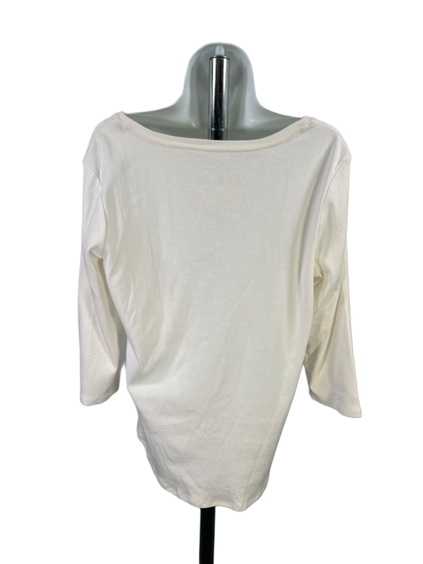 Chico's Women's Ivory/White Sasha Shirttail 3/4 Sleeve Basic T-Shirt - 2/US L image 2