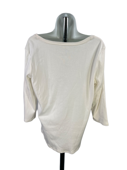 Chico's Women's Ivory/White Sasha Shirttail 3/4 Sleeve Basic T-Shirt - 2/US L image 2