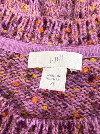 J Jill Women's Purple/Orange Knit Crewneck Pullover Sweater - XL image 3