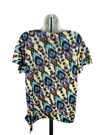 Chico's Women's Multicolor Embellished V Neck Short Sleeve Shirt - 2/US L image 2