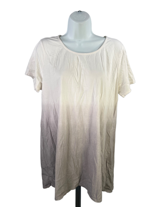 Pure J Jill Women's White/Gray Gradient Elliptical Short Sleeve Shirt - L Tall
