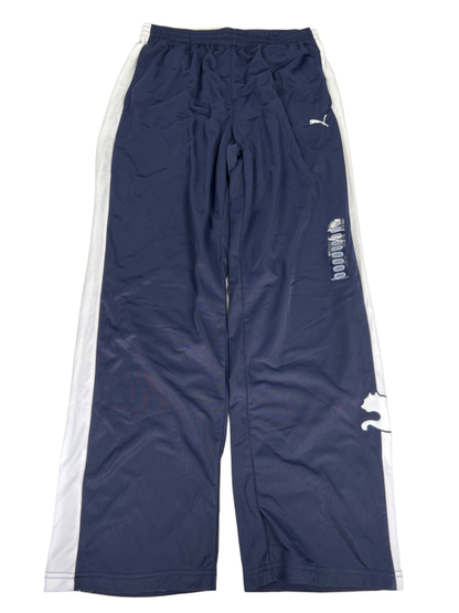 Puma Men's Blue/White Striped Logo Tricot Cat Athletic Sweatpants - L