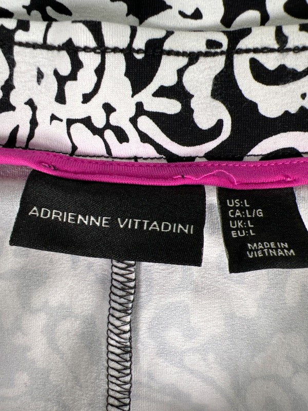 Adrienne Vittadini Women's Black/White Damask Print Pull On Midi Skirt - L image 3