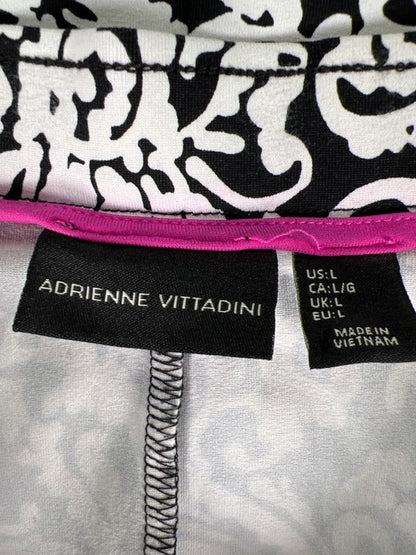 Adrienne Vittadini Women's Black/White Damask Print Pull On Midi Skirt - L image 3
