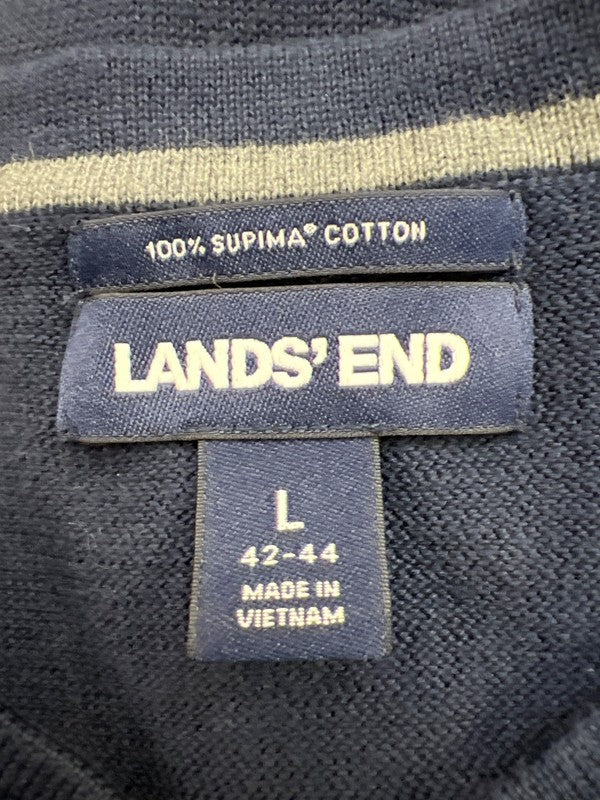 Lands End Men’s Blue Sleeveless V-Neck Sweater Vest - L image 3