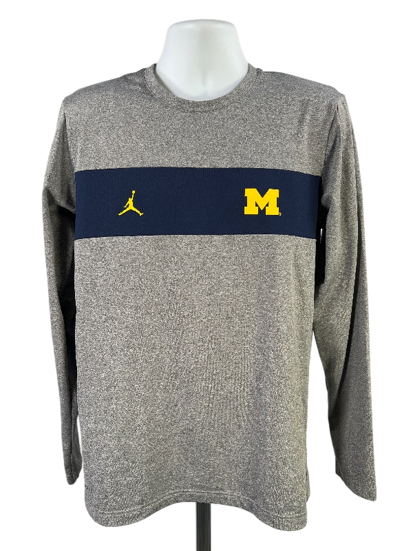 Nike Jordan Air Men's Gray/Blue U of M Long Sleeve Shirt - M