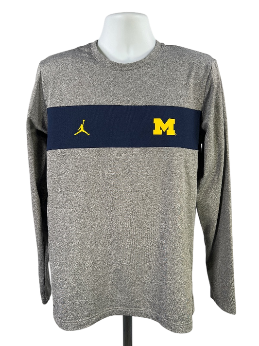 Nike Jordan Air Men's Gray/Blue U of M Long Sleeve Shirt - M